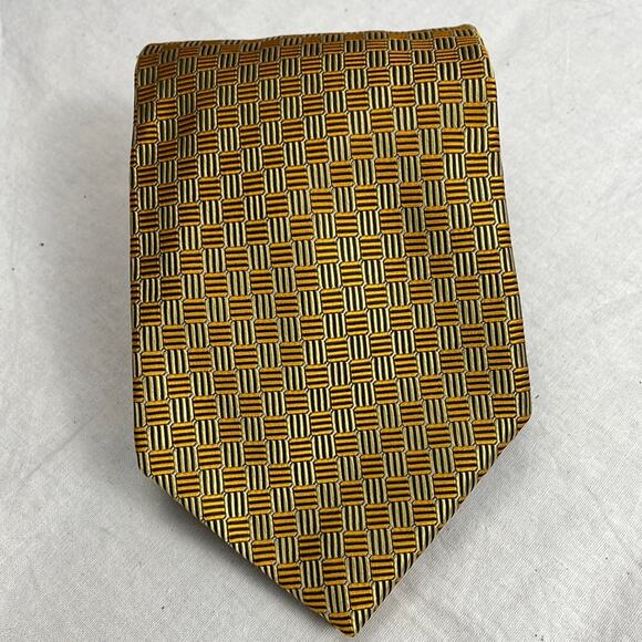 Robert Talbott Gold Pattern Silk Tie - Picture 1 of 4